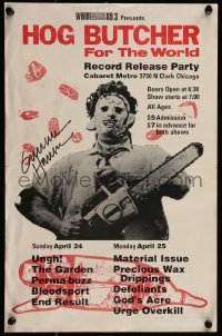 7w0058 GUNNAR HANSEN signed 11x17 music poster 1990s great close up as Leatherface with chainsaw!
