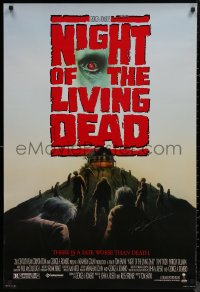7w0039 NIGHT OF THE LIVING DEAD signed 1sh 1990 by director Tom Savini, cool zombie art!
