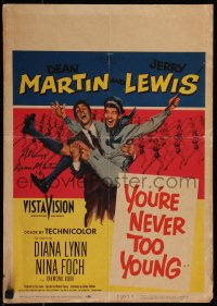 7w0024 YOU'RE NEVER TOO YOUNG signed WC 1955 by Dean Martin, great image of him carrying Jerry Lewis!