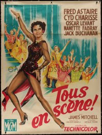 7x0332 BAND WAGON linen French 1p 1954 great different art of sexy Cyd Charisse by Soubie, rare!
