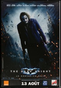 7x0347 DARK KNIGHT teaser DS French 1p 2008 great image of Heath Ledger as the Joker, ultra rare!