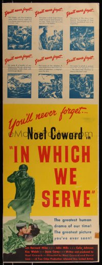 7x0048 IN WHICH WE SERVE insert 1943 Noel Coward & David Lean, English World War II epic!