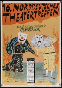 7x0227 16 NORDDEUTSCHES THEATERTREFFEN 33x47 German stage poster 1989 actors with theater masks!