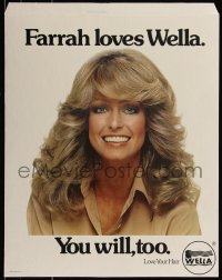 7x0043 FARRAH FAWCETT standee 1970s smiling portrait, she loves Wella hair products & you will too!