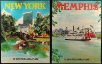 7x0042 UNITED AIRLINES 2 22x28 travel posters 1970s with art by R. Meyer & Hagel, New York, Memphis!