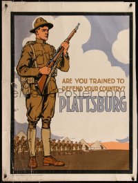 7x0041 PLATTSBURG 2 21x27 WWI war posters 1917 are you trained to defend your country, cool art!