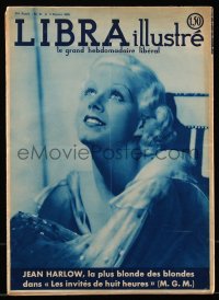 7y0060 LIBRA ILLUSTRE French magazine February 2, 1934 beautiful Jean Harlow on the back cover!
