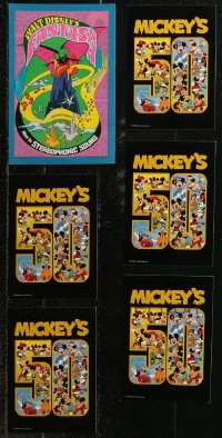 7z0228 LOT OF 1 FANTASIA R70 HERALD AND 5 MICKEY'S 50 PROMO ITEMS 1970-1978 Disney cartoon art!