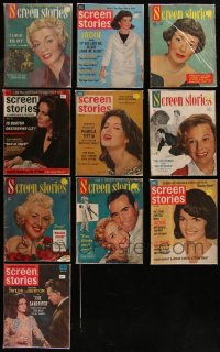7z0500 LOT OF 10 SCREEN STORIES MOVIE MAGAZINES 1950-1965 filled with great images & articles!