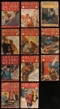 7z0496 LOT OF 11 ARGOSY ALL-STORY WEEKLY PULP MAGAZINES 1910s-1920s filled with great images & articles!