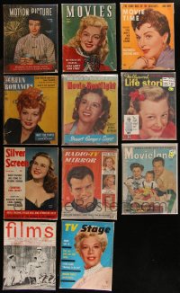 7z0492 LOT OF 11 MOVIE MAGAZINES 1940s-1950s filled with great images & articles!