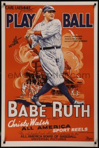 8a0076 PLAY BALL WITH BABE RUTH S2 poster 2001 wonderful artwork of the amazing baseball legend!