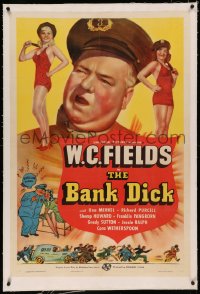 8b0016 BANK DICK linen style C 1sh 1940 W.C. Fields as movie director Egbert Souse, ultra rare!