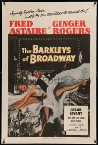 8b0017 BARKLEYS OF BROADWAY linen 1sh 1949 art of Fred Astaire & Ginger Rogers dancing in New York!