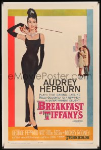8b0025 BREAKFAST AT TIFFANY'S linen 1sh 1961 classic McGinnis art of sexy elegant Audrey Hepburn!