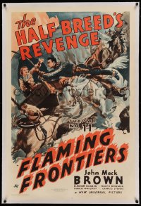 8b0067 FLAMING FRONTIERS linen chapter 11 1sh 1938 great western serial art, The Half Breed's Revenge!