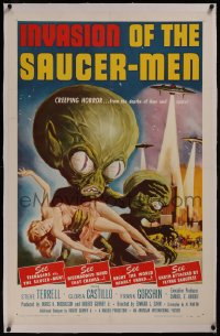 8b0109 INVASION OF THE SAUCER MEN linen 1sh 1957 classic Kallis art of cabbage head aliens & sexy girl