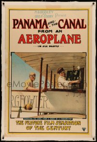 8b0173 PANAMA & THE CANAL FROM AN AEROPLANE linen 1sh 1914 surveying from height of 1000 feet, rare!