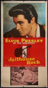 8c0022 JAILHOUSE ROCK linen 3sh 1957 classic art of Elvis Presley by Bradshaw Crandell, very rare!