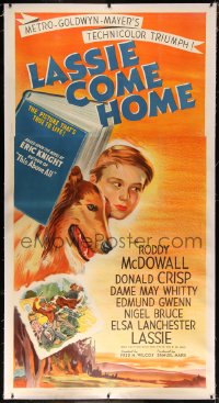 8c0023 LASSIE COME HOME linen 3sh 1943 great art of young Roddy McDowall & his beloved Collie, rare!