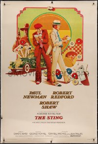 8c0015 STING linen 40x60 1974 different art of Paul Newman & Robert Redford by Charles Moll!
