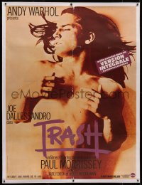 8c0075 ANDY WARHOL'S TRASH linen French 1p R1980s barechested Joe Dallessandro, Andy Warhol classic!