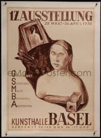 8c0008 17. AUSSTELLUNG linen 36x50 Swiss art exhibition 1938 Christ art of sculpture & painting!