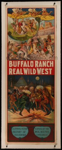 8c0036 BUFFALO RANCH REAL WILD WEST linen 21x56 special poster 1910s camel races & more, very rare!