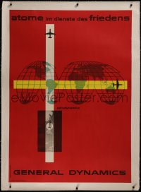 8c0051 GENERAL DYNAMICS linen 36x50 Swiss advertising poster 1955 Erik Nitsche art for atomic energy