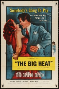 8d0210 BIG HEAT 1sh 1953 great pulp art of Glenn Ford & sexy Gloria Grahame, Fritz Lang noir!