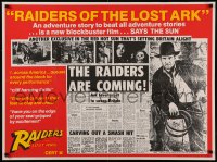 8d0200 RAIDERS OF THE LOST ARK teaser British quad 1981 completely different image & taglines, rare!