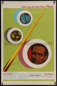 8d0065 HUSTLER 1sh R1964 Paul Newman, completely different with pool cue & images in balls!