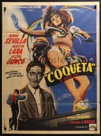 8d0153 COQUETA Mexican poster 1949 Juanino Renau Berenguer art of sexy showgirl Ninon Sevilla!