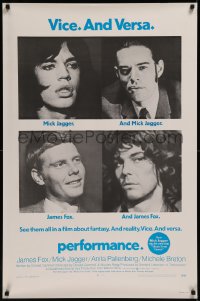 8d0067 PERFORMANCE 1sh 1970 directed by Nicolas Roeg, Mick Jagger & James Fox trading roles, rare!