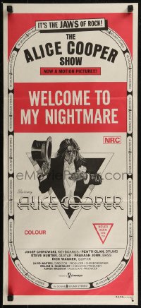 8f0176 ALICE COOPER: WELCOME TO MY NIGHTMARE Aust daybill 1975 it's the JAWS of rock, Alice Cooper!