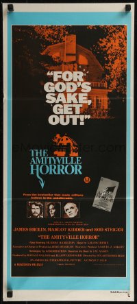 8f0179 AMITYVILLE HORROR Aust daybill 1979 great image of haunted house, for God's sake get out!