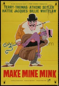 8f0021 MAKE MINE MINK English 1sh 1961 artwork of Terry-Thomas stealing sexy woman's clothes!