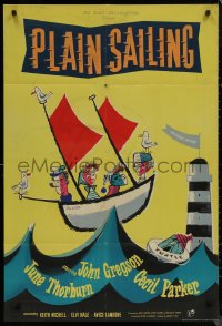 8f0037 TRUE AS A TURTLE English 1sh 1956 John Gregson, June Thorburn, wacky art, Plain Sailing!