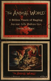 8g0579 ANIMAL WORLD 8 LCs 1956 Irwin Allen, great special fx image & artwork of dinosaurs!