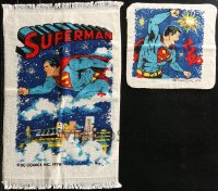 8h0371 LOT OF 1 SUPERMAN HAND TOWEL AND 1 WASHCLOTH 1978 great images of the DC Comics superhero!