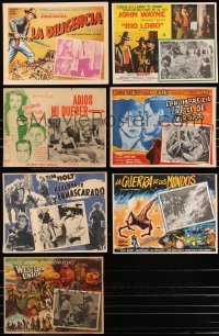 8h0009 LOT OF 7 MEXICAN LOBBY CARDS 1950s-1990s great scenes from a variety of different movies!