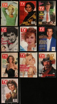 8h0285 LOT OF 10 TV GUIDE MAGAZINES 1970s-1990s filled with great celebrity images & articles!
