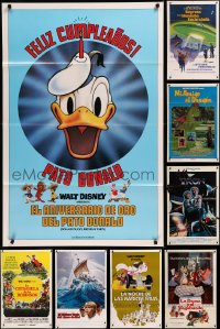 8h0570 LOT OF 11 FORMERLY TRI-FOLDED WALT DISNEY SPANISH LANGUAGE ONE-SHEETS 1970s-1980s cool!