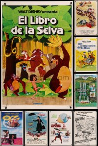8h0569 LOT OF 12 FORMERLY TRI-FOLDED WALT DISNEY SPANISH LANGUAGE ONE-SHEETS 1970s-1980s cool!