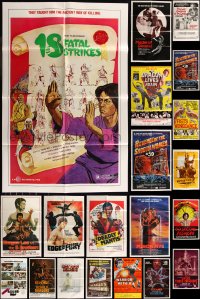 8h0063 LOT OF 21 FOLDED KUNG FU ONE-SHEETS 1970s-1980s a variety of martial arts movie images!
