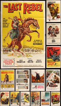 8h0070 LOT OF 17 FOLDED COWBOY WESTERN ONE-SHEETS 1940s-1960s great images from several movies!