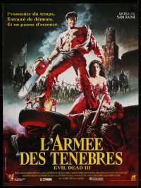 8j0056 ARMY OF DARKNESS French 16x21 1992 Sam Raimi, great art of Bruce Campbell w/chainsaw hand!