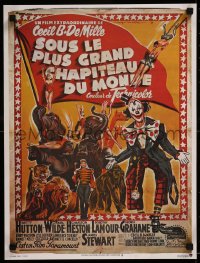 8j0078 GREATEST SHOW ON EARTH French 16x21 R1970s Cecil B. DeMille circus classic, great Soubie art!