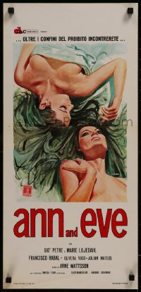 8j1033 ANN & EVE Italian locandina 1971 Gio Petre, Marie Liljedahl, sexy lesbian art by Crovato!