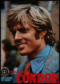 8j0464 3 DAYS OF THE CONDOR teaser Japanese 1975 different close-up of CIA analyst Robert Redford!